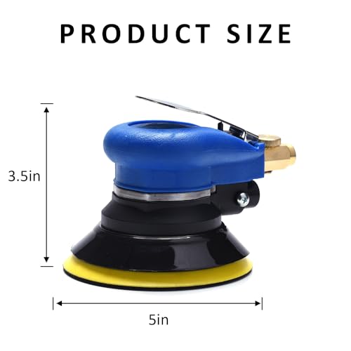 Air Random Obrital Sander 5" Dual Action Palm Sander, Hook and Loop Air Powered and Swirl Free. (5" da sander) - color: Blue, size: 5 inch dual action