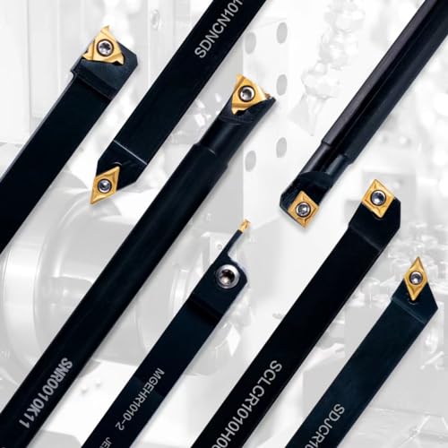 Lathe Turning Holders Lathe Tools Threading Holder 21pcs - Metal Lathe Cutting Tools 7pcs 3/8" Boring Bars+14pcs Indexable Carbide Inserts Golden for Lathe Tools - color: 3/8" turning holder kits