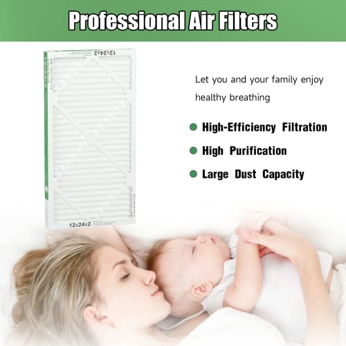 12x24x2 Air Filter TRIGHTFILTERS, Durable MERV 8 Pleated Home HVAC AC Furnace Heater Filters Replacement, Lightweight Compact Air Conditioner Filters 4 Pack - size: 23.6" x 11.6" x 1.8"