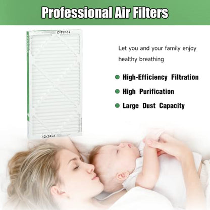 12x24x2 Air Filter TRIGHTFILTERS, Durable MERV 8 Pleated Home HVAC AC Furnace Heater Filters Replacement, Lightweight Compact Air Conditioner Filters 4 Pack - size: 23.6" x 11.6" x 1.8"