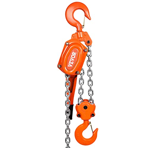 VEVOR Manual Lever Chain Hoist, 6 Ton 13200 lbs Capacity 20 FT Come Along, G80 Galvanized Carbon Steel with Weston Double-Pawl Brake, Auto Chain Leading & 360° Rotation Hook, for Garage Factory Dock - size: 6 Ton 20FT