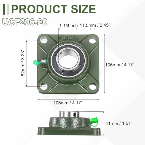 uxcell UCF206-20 Pillow Block Bearings,1-1/4 inch Bore(ABEC3) - size: UCF206-20 (1-1/4 inch)