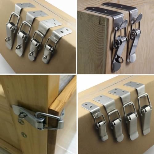 Latch 90 Degree Stainless Steel Spring Loaded Toggle Latch, Silver Catch Hasp Clamp Clip Lock with for Cabinet, Wooden Case, Box (70mm - 2 Pack)