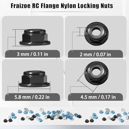 4Pcs M2 Flange Lock Nuts Metric Nylon Inserted Hex Self-Lock Non-Slip Aluminium Self Clinching Nuts for 1/24 RC Car Axial SCX24 Furniture DIY Industrial Construction Fasteners - color: Black, size: 4Pcs