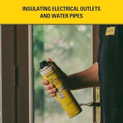 Stanley F905P Gaps & Cracks Pro Foam Sealant (2x24 Oz.) – High Yield Expanding Polyurethane Spray Foam Insulation for Wide Cracks & Cavities, Waterproof, Gun Use | Gun NOT Included | 24 Oz. 2 Pack - color: Gaps & Cracks Pro Pack, size: 2 Pack