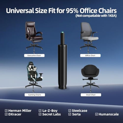 11 Inches-17 Inches Office Chair Gas Lift Cylinder Replacement, Tall Chair Cylinder 5.5" Stroke, Hydraulic Pneumatic Shock Piston, Heavy Duty 1000lbs, Fit for Most Office Chairs, BIFMA/Class 4 (Black) - color: Matte Black, size: 5.5'' Travel Length