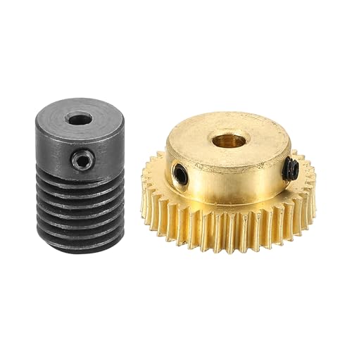 uxcell Worm Gear Set Right Rotation 40T 0.5 Module 1:40 Reduction Rate - size: Gear-4mm, Rod-3mm Bore, style: 0.5M-40T