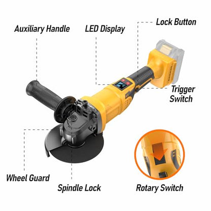Cordless Angle Grinder Fit for Dewalt 20V Max Battery (Yellow and Black)