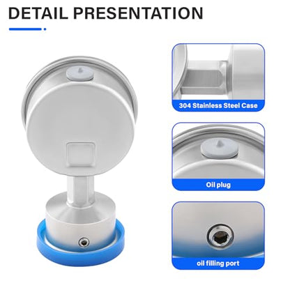 MEASUREMAN Stainless Steel Sanitary Pressure Gauge, 2.5” Dial, 0-60 PSI, Glycerin-Filled for Accuracy, 1.5” Tri Clamp Bottom Mount for Food, Dairy, and Pharmaceutical Applications - size: 2.5",0-60 psi/bar, style: Lower Mount