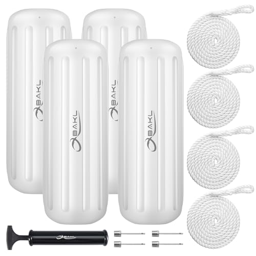 4 Pack 10 x 28 Inches Boat Fenders Bumpers for Docking - color: Ploar White