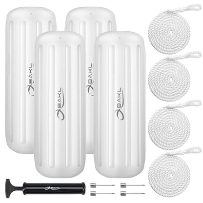4 Pack 10 x 28 Inches Boat Fenders Bumpers for Docking - color: Ploar White