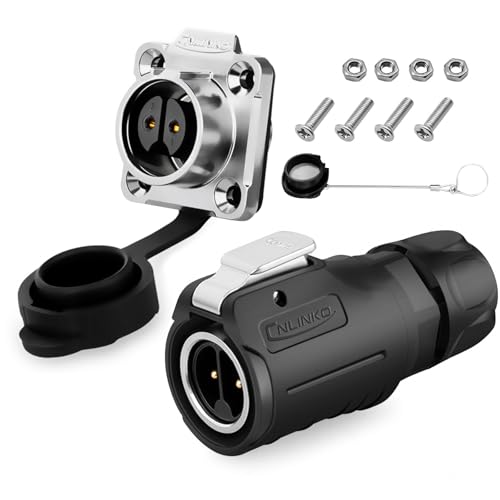 2 Pin Waterproof Connectors, Waterproof Electrical Connectors with Plug Dust Cover, Aviation Cable Connector for Automotive, Marine, Lights and Other Indoor/Outdoor Electrical Wire Connections - style: 2 Pin Connector+plug dust cover