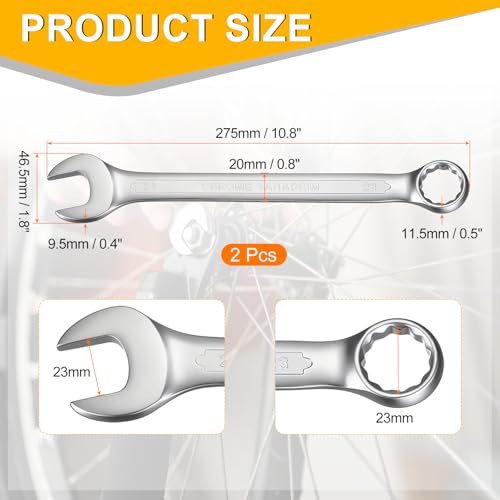 HARFINGTON 2Pcs Metric Combination Wrench 23mm Open End & 15-Degree Offset - size: 23mm