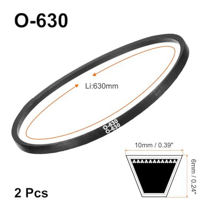 uxcell 2Pcs O-630 O Type V-Belt 630mm/24.8" Inner Length x 0.39" Width x 0.24" Height, O-Type Closed-Loop Rubber Transmission Belt - size: O-630