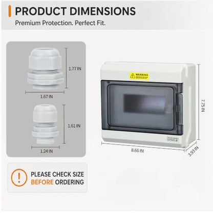 9-Way IP66 Waterproof Din Rail Breaker Box - size: HS-9