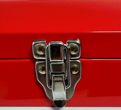 Homak Tool Box, 16" Portable Steel Small Tool Box with Metal Latch Closure & Plastic Handle, Multi-Purpose Heavy Duty Toolbox, Red - size: 16-Inch x 6-Inch x 4-Inch - Small