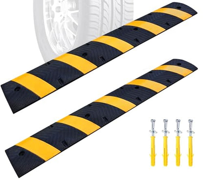 BESEA 72" Rubber Speed Bumps for Driveway 2 Pack, Heavy Duty 22000 LBS - size: 72 IN