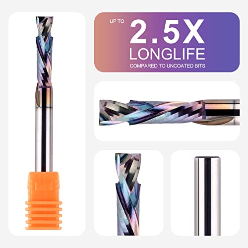 SpeTool Compression Router Bits 1/4 Inch Shank 1 Inch Cutting Length with Coated Carbide Spiral Up Down CNC Router Bit End Mills for Carving Wood Woodworking Tools - size: 1/4" Dia - 1" CL -1/4" Shank, style: COMPRESSION CUT