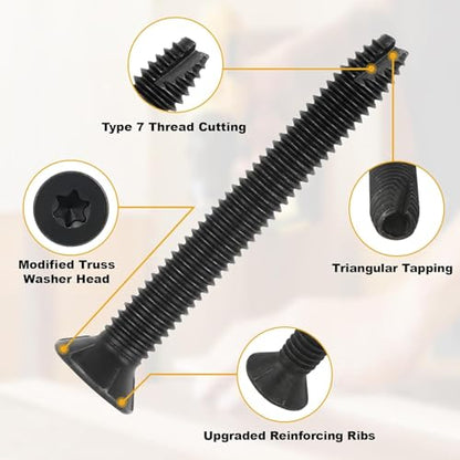 1/4-20 x 2 300Pcs Flat Head Thread Cutting Self Drilling Deck Screws - size: 1/4-20 x 2"