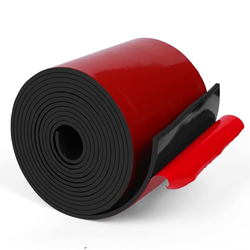 HooTown Adhesive Solid Rubber Strips, Self Neoprene Rubber Sheets Rolls Red - color: 1/8" Thick Adhesive, size: 5” W x 120" L