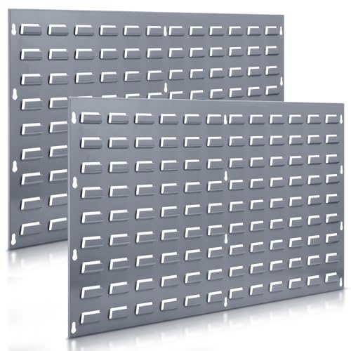 Zonon 2 Pack Louvered Panels Steel Garage Organizer 36 x 19 Inches Heavy Duty Wall Mounted Rack for Hanging Storage Bins Garage Wall Cabinet Tool Organization Peg Board
