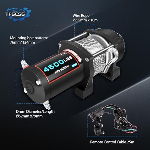 4500LBS electric winch, 12V 4500LBS winch Steel Cable Winch