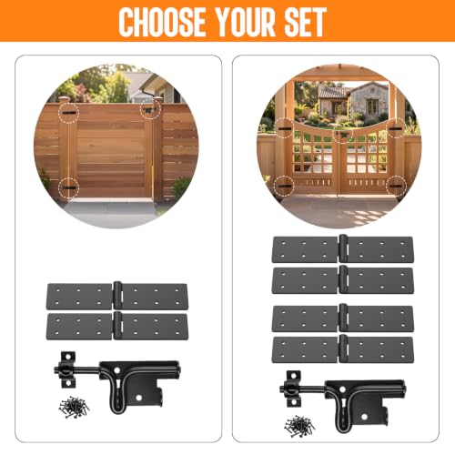 Heavy Duty Gate Hinges 270° Folding with Slide Bolt Latch Outdoor Black - size: Black-3PCS