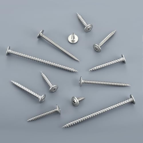 #8×2-1/2" Wood Screws Phillips Modified Truss Head Quick Metal,130Pcs Self Tapping Screws Stainless Steel 410,with Drive Bit - color: Silver Self Tapping, size: 8x2-1/2"