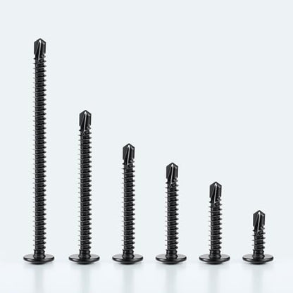 Self Drilling Screws for Metal,#8 x 1-1/4 Inch 225Pcs Sheet Metal Modified Truss Head,410 Stainless Steel Black Zinc Plated Self Tapping Screws - color: Black Self Drilling, size: 8x1-1/4"