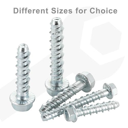 5/16" x 2" Concrete Screws, Zinc Plated Large Diameter Concrete Screw for Anchoring to Masonry, Concrete, Brick or Block, 25 PCS (Including One Socket Wrench) - size: 5/16" x 2"