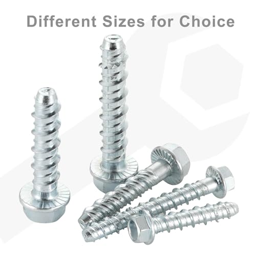 5/16" x 4" Concrete Screws, Zinc Plated Large Diameter Concrete Screw for Anchoring to Cement, Concrete, Brick or Block, 25 PCS (Including One Socket Wrench) - size: 5/16" x 4"