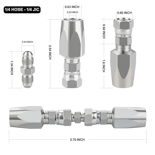 2PCS 1/4'' Reusable Hydraulic Hose Repair Fittings for Size #04 Single Wire Hose - size: 1/4''
