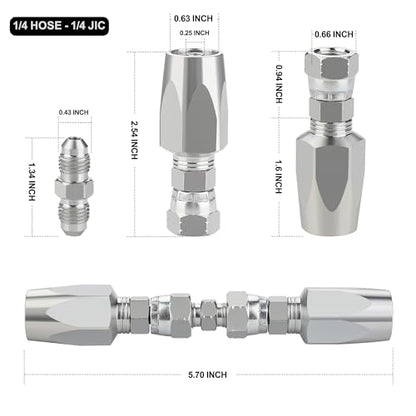 2PCS 1/4'' Reusable Hydraulic Hose Repair Fittings for Size #04 Single Wire Hose - size: 1/4''