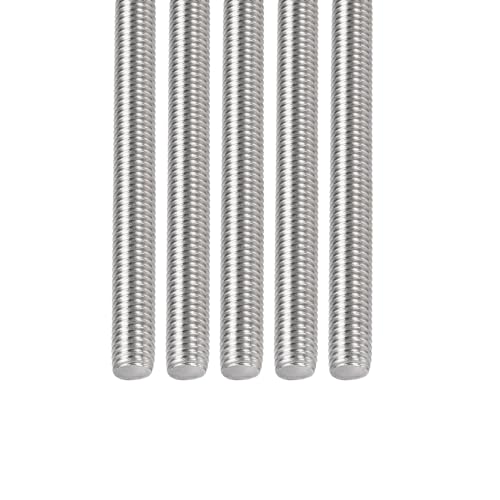 DTGN M10x1.5x120mm(DxPxL) Fully Threaded Rod - 5Pack - Good for Machinery - 304 Stainless Steel Right Hand Thread Rods Bar Studs - Silver - size: M10x1.5x120mm