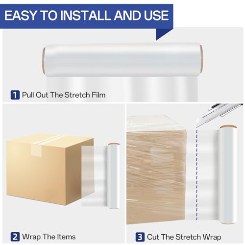 Shrink Wrap Roll 18 in 1500ft, Stretch wrap for Moving, Pallet Wrap 4 Pack - size: Clear 18in 4Roll