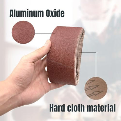 POWERTEC 401408 2-1/2 x 14 Inch Sanding Belts, 80 Grit Aluminum Oxide Belt Sander Sanding Belt for Porter Cable 371 & 371K Belt Sander, Wood & Paint Sanding, Metal Polishing, 10PK - style: 2-1/2 x 14, 80 Grit