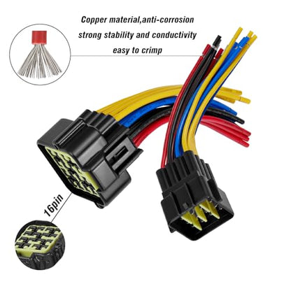 16 Pin Waterproof Auto Connector,16AWG Wire Plug - size: 16pin way