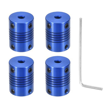 Flexible Shaft Coupling(3mm|6mm): 4 Pcs Blue Aluminum Alloy - color: Blue, size: 3mm x 6mm (19mm OD, 25mm L)