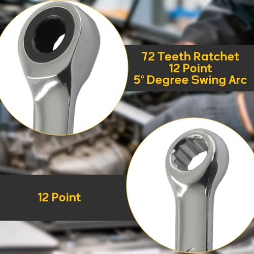 7mm Ratcheting Wrench 2 Pcs 72-Tooth 12-Point Chrome Plated - size: 7mm