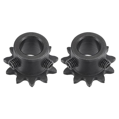 uxcell #25 Chain Roller Sprocket, 8mm Bore 1/4" Pitch 11 Tooth Single Strand Chain Sprocket, C45 Carbon Steel 25 Roller Chain Sprocket with Set Screws for ISO 04C Chain, 2Pcs - size: 25.5mmx8mm