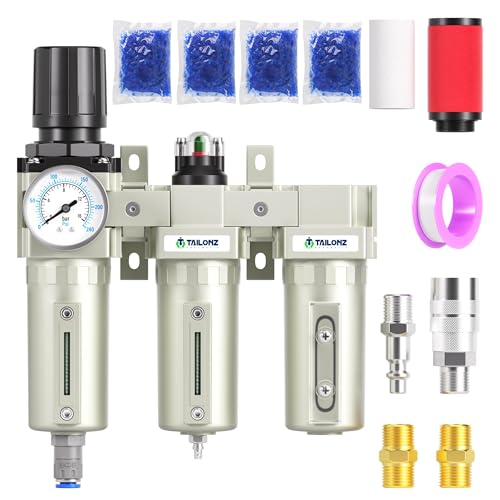 TAILONZ 1/2"NPT 3-Stage Compressed Air Dryer System with Auto Drain - color: 3 Stage, size: 1/2" NPT/Automatic Drainage