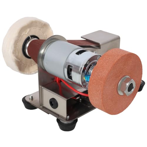 Mini Belt Sander, 7-Speed Electric Knife Sharpener and Belt Grinder with Polishing & Grinding Wheels, Portable Bench Sander for Knife Making, Woodworking, Metalworking, Jewelry and DIY Crafts