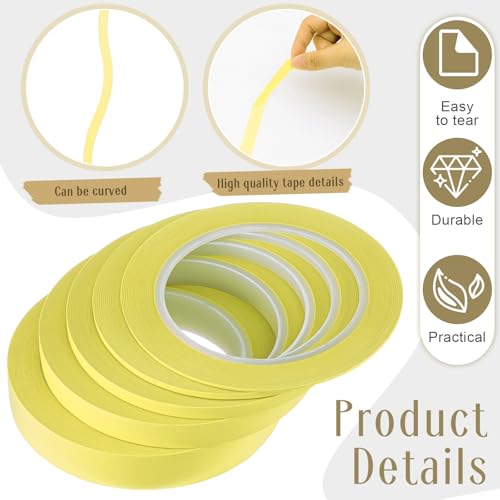 Xuniea 5 Rolls Fine Line Vinyl Tape, 1/16, 1/8, 1/4, 1/2, 3/4 Inch, Yellow - color: Yellow, size: 1/16, 1/8, 1/4, 1/2, 3/4 Inch