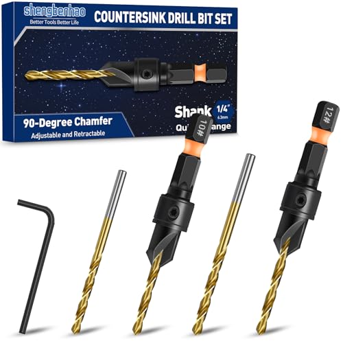 shengbenhao #10#12 Countersink Drill Bit Set for Wood 5Pcs Adjustable - style: #10#12