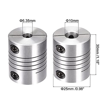 uxcell 2PCS Motor Shaft 6.35mm to 10mm Helical Beam Coupler Coupling 25mm Dia 30mm Long - size: 6.35mm to 10mm