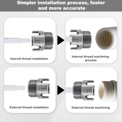 3pcs Pipe Threading Tool, Dual-Function Integrated Internal & External Pipe Thread Cutter for 1/2, 3/4, & 1 Inch PVC/Plastic Tube with Raw Material Belt for Electric Drills - style: Style 3