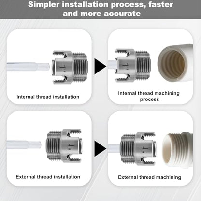 3pcs Pipe Threading Tool, Dual-Function Integrated Internal & External Pipe Thread Cutter for 1/2, 3/4, & 1 Inch PVC/Plastic Tube with Raw Material Belt for Electric Drills - style: Style 3