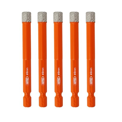 BGTEC Dry Diamond Drill Bits 5pcs 5/16" with Quick Change Hex Shank Granite Marble Porcelain Tile Ceramic - size: 08mm