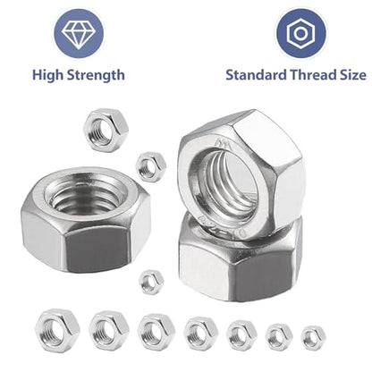 227pcs Metric Hex Nuts Assortment Kit,M3 M4 M5 M6 M8 M10 M12 304 Stainless Steel 18-8 External Hex nut Set Hex Machine Screw Nut Hardware Nuts - size: Metric Kit(M3 M4 M5 M6 M8 M10 M12)