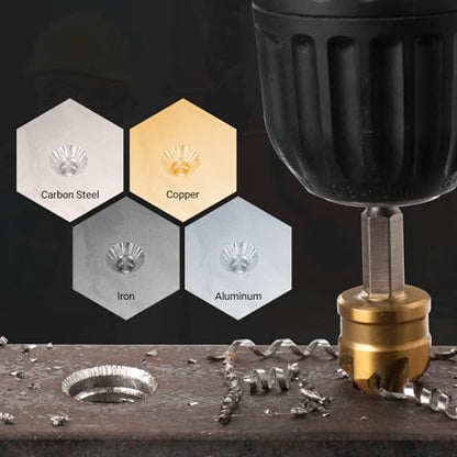 6 Pieces Countersink Drill Bit Set, M35 Cobalt HSS Countersink Drill Bits